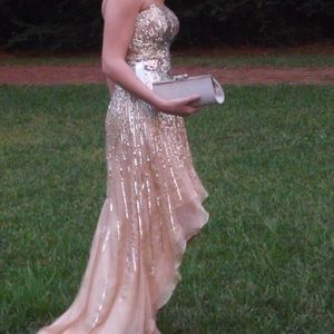 Sherri Hill Gold sequence prom dress Size 4